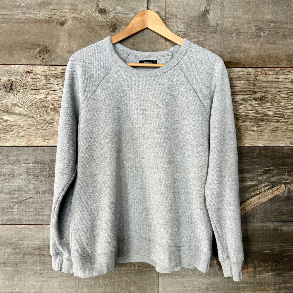 Michael Lauren Textured Raglan Sleeve Sweatshirt XS Light‎ Gray Casual Weekend